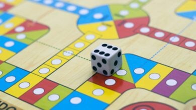 a close up of a dice on a board game