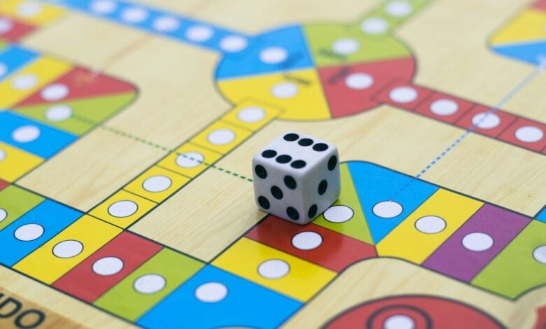 a close up of a dice on a board game